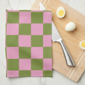 Roze Groen geruit Gingham patroon Theedoek (Quarter Fold)