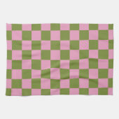 Roze Groen geruit Gingham patroon Theedoek (Horizontaal)