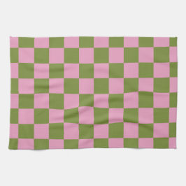 Roze Groen geruit Gingham patroon Theedoek