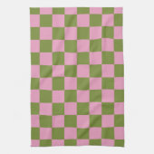 Roze Groen geruit Gingham patroon Theedoek (Verticaal)