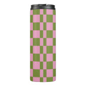 Roze Groen geruit Gingham patroon Thermosbeker (Achterkant)