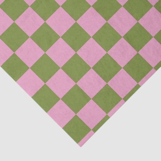 Roze Groen geruit Gingham patroon Tissuepapier (Detail)