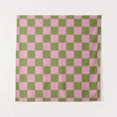 Roze Groen geruit Gingham patroon Wandkleed (Voorkant)