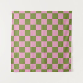 Roze Groen geruit Gingham patroon Wandkleed