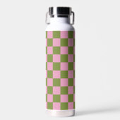 Roze Groen geruit Gingham patroon Waterfles (Voorkant)