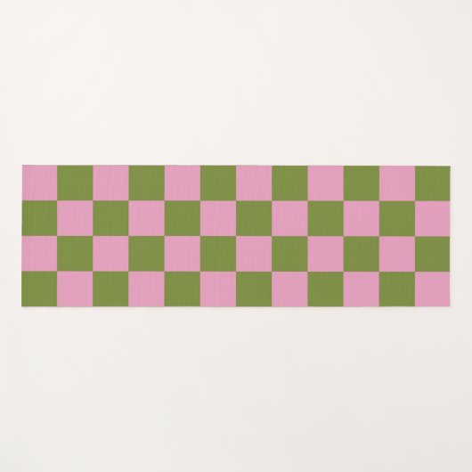 Roze Groen geruit Gingham patroon Yogamat (Voorkant (horizontaal))