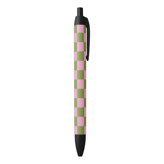 Roze Groen geruit Gingham patroon Zwarte Inkt Pen (Achterkant (Verticaal))