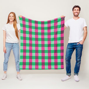 Roze groen geruit ontwerp fleece deken