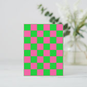 Roze groen geruit ruitpatroon briefkaart (Staand voorkant)