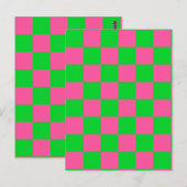Roze groen geruit ruitpatroon briefkaart (Voorkant / Achterkant)