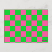 Roze groen geruit ruitpatroon briefkaart (Achterkant)