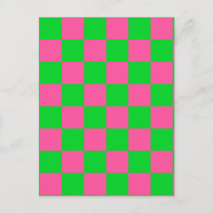 Roze groen geruit ruitpatroon briefkaart