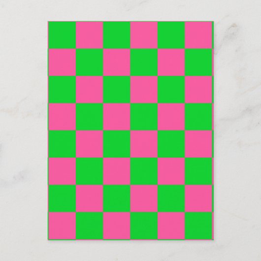 Roze groen geruit ruitpatroon briefkaart (Voorkant)