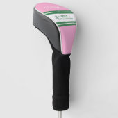 Roze & Groen Gestreept gepersonaliseerd retro cade Golfheadcover (Schuin)