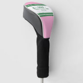 Roze & Groen Gestreept gepersonaliseerd retro cade Golfheadcover (Schuin)