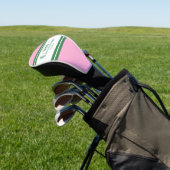 Roze & Groen Gestreept gepersonaliseerd retro cade Golfheadcover (Insitu)