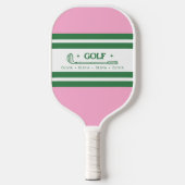 Roze & Groen Gestreept gepersonaliseerd retro cade Pickleball Paddle (Voorkant)