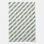 Roze Groen Glitter Strepen Kerst Theedoek (Verticaal)