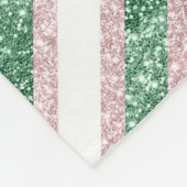 Roze Groen Glitterige Strepen Fleece Deken (Hoek)