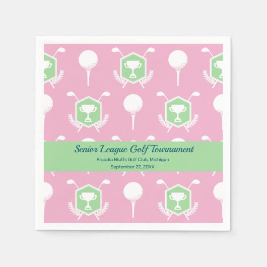 Roze & Groen - Golf Feest Tafelservies Servet (Voorkant)