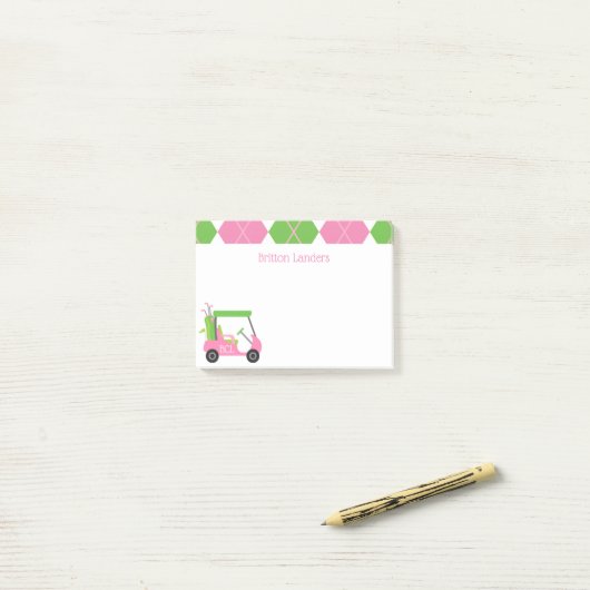 Roze & Groen Golf Gepersonaliseerd Post-it Notitie Post-it® Notes (Op bureau)