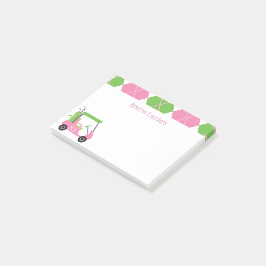 Roze & Groen Golf Gepersonaliseerd Post-it Notitie Post-it® Notes (Schuin)