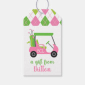 Roze & Groen Golf Gepersonaliseerde Gift Labels Cadeaulabel (Voorkant)