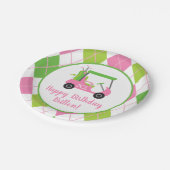 Roze & Groen Golf Gepersonaliseerde Party Borden Papieren Bordje (Gekanteld)