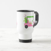 Roze & Groen Golf Gepersonaliseerde pendeldienst M Reisbeker (Voorkant rechts)