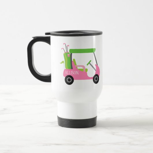 Roze & Groen Golf Gepersonaliseerde pendeldienst M Reisbeker (Links)
