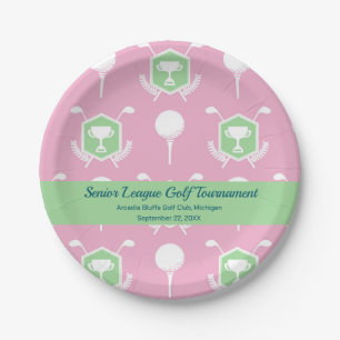 Roze & Groen - Golfcompetitie Feestbord Papieren Bordje