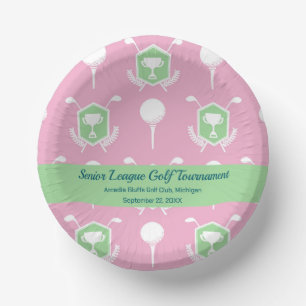Roze & Groen - Golfcompetitie Feestbord Papieren Kommen