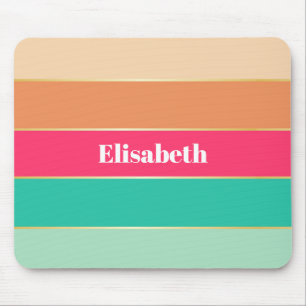 Roze Groen Goud Custom Zomer Kleur Block Stripes Muismat