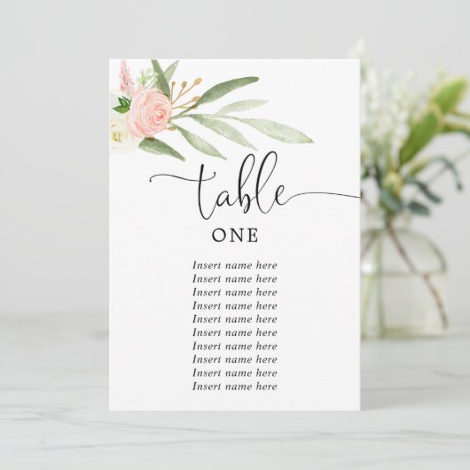Roze groen goud elegant 5"x7" tabelnummers kaart (Staand voorkant)