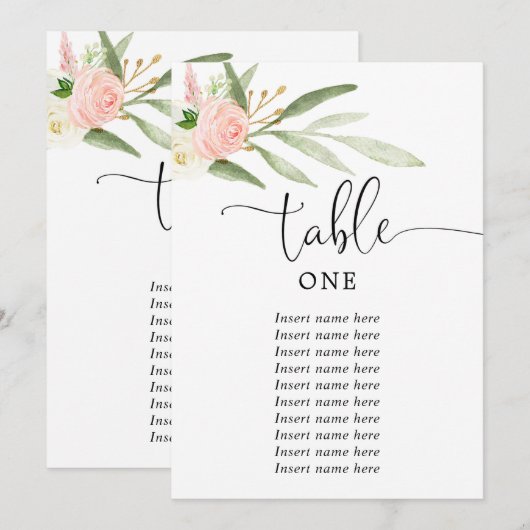 Roze groen goud elegant 5"x7" tabelnummers kaart (Voorkant / Achterkant)