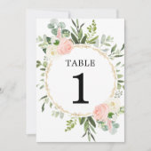 Roze groen goud elegant 5"x7" tabelnummers kaart (Voorkant)