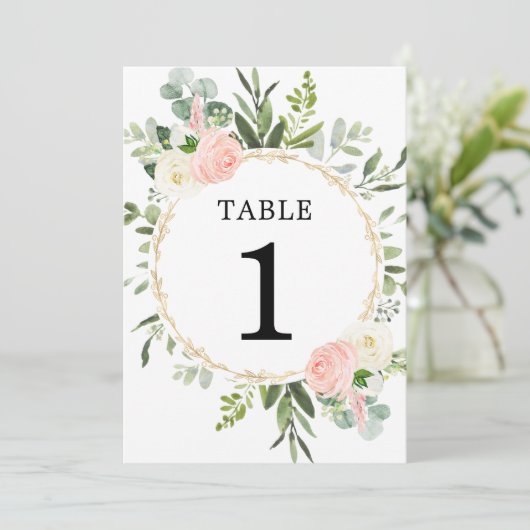 Roze groen goud elegant 5"x7" tabelnummers kaart (Staand voorkant)
