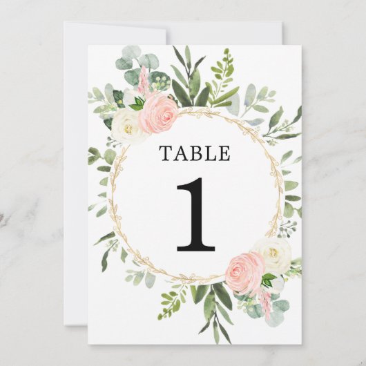 Roze groen goud elegant 5"x7" tabelnummers kaart (Achterkant)