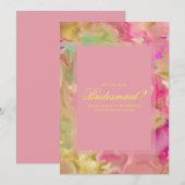 Roze, groen, goud, marmer in uitnodigingen (Voorkant / Achterkant)