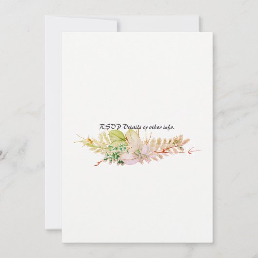 Roze Groen Goud Romantisch Succulent Vrijgezellenf Kaart (Achterkant)