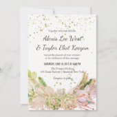 Roze Groen Goud Romantische Succulente Bruiloft Ui Kaart (Voorkant)