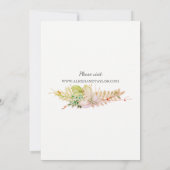 Roze Groen Goud Romantische Succulente Bruiloft Ui Kaart (Achterkant)