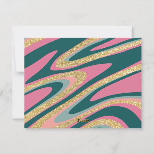 Roze Groen Gouden Kerst Feestelijke Retro Spiraal  Feestdagenkaart (Achterkant)