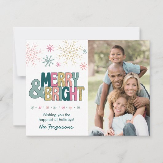 Roze Groen Gouden Kerst Feestelijke Retro Spiraal  Feestdagenkaart (Voorkant)