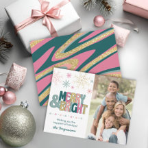 Roze Groen Gouden Merry & Bright Retro Spiraal Fot