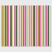 Roze Groen Gouden Streep Cadeaupapier (Vlak)