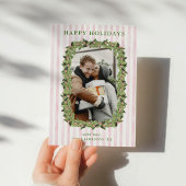 Roze & Groen Grandmillennial Krans Feestdagenkaart