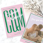 Roze Groen Grote Monogram Creatief Vet Leuke Huwel Kaart