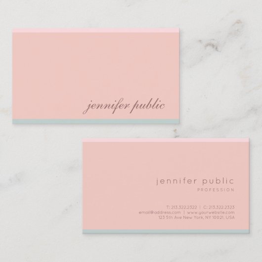 Roze Groen Handgeschreven Script Modern Eenvoudig  Visitekaartje (Voorkant / Achterkant)