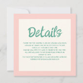 Roze & Groen Handschrift Retro Bruiloft Details Kaart (Voorkant)